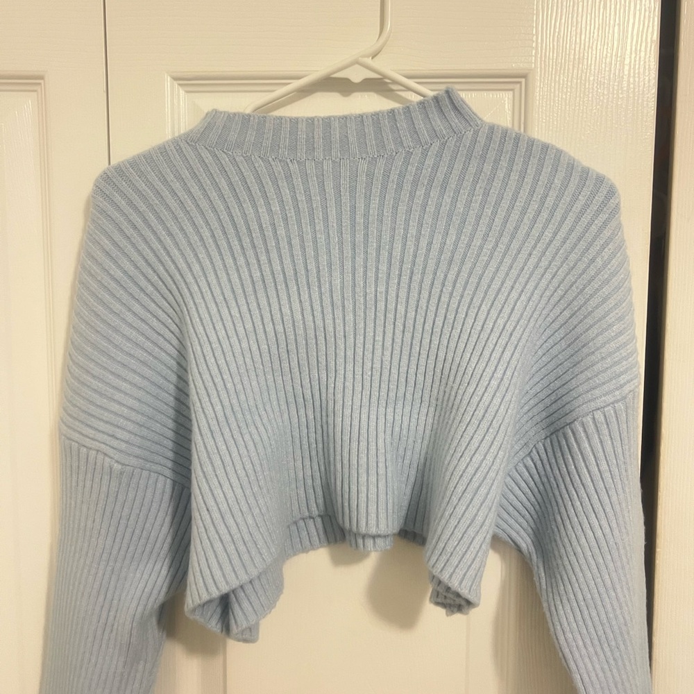 Light Blue Ribbed Sweater